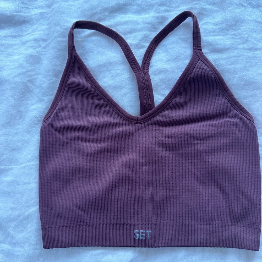 Set Active Sculptflex Ribbed V Bra Top in Canyon Size Small